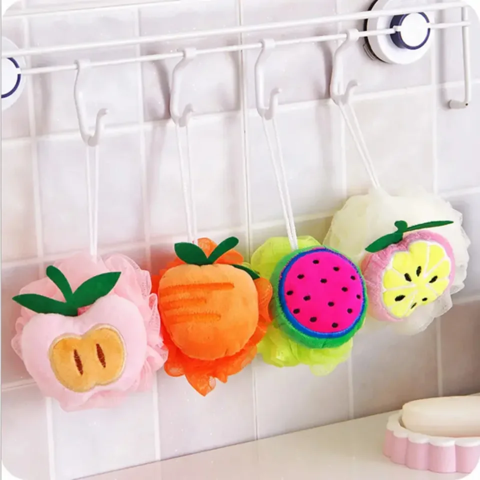 Fruit Patterned Loofah Set for Body Cleaning