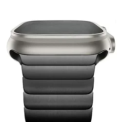 Sleek Titanium Color Stainless Steel Watch Band Bracelet - Ultra 49mm (Black)