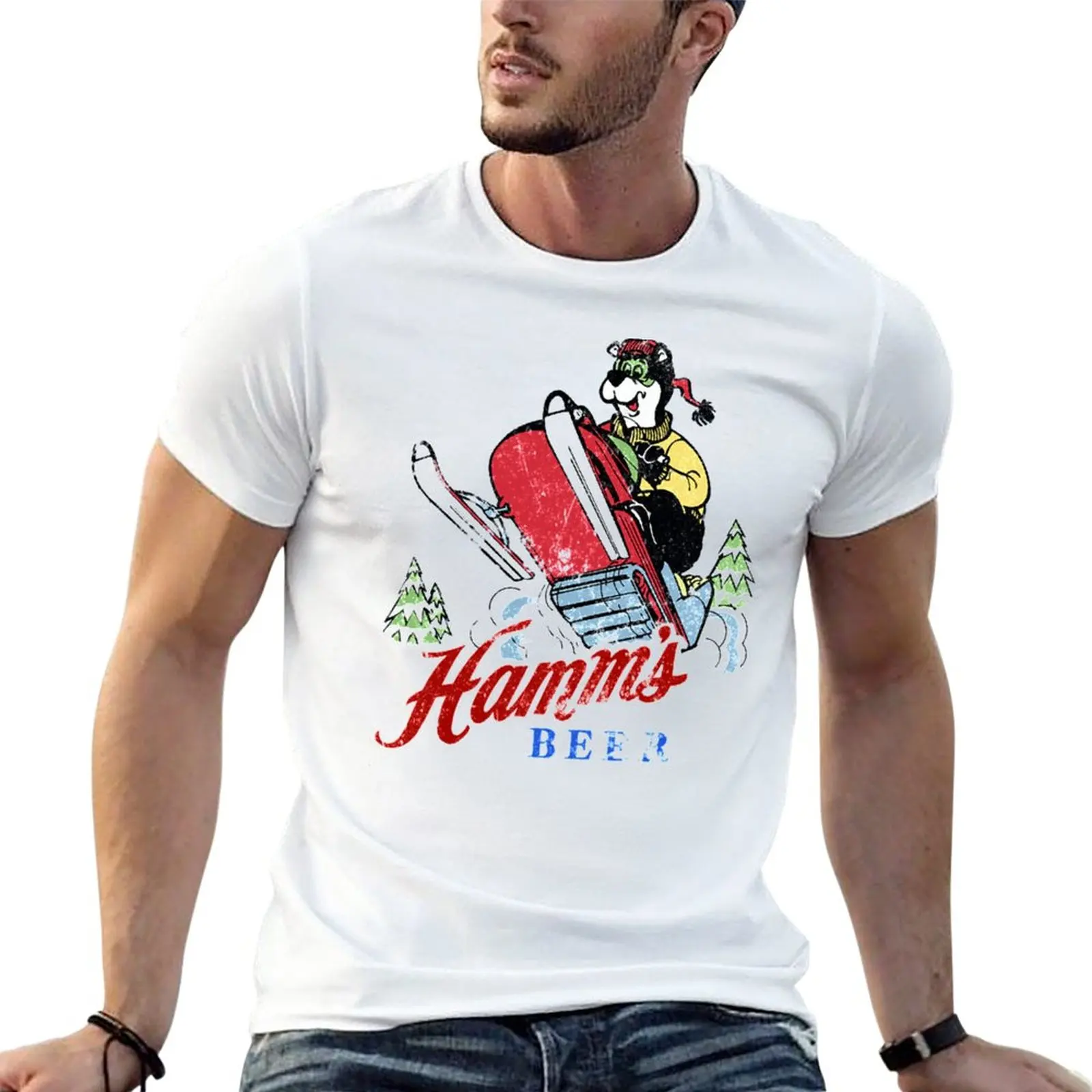 

Новые футболки Hamms с изображением пива, снегохода, Забавные футболки, спортивные футболки для фанатов, тяжелые футболки для мужчин