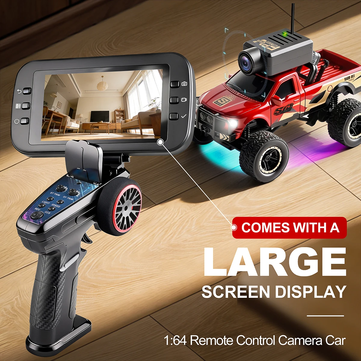 WLtoys 6407 1:64 스케일 미니 RC 자동차 장난감 모델 (리모컨 및 WiFi 앱 데스크탑 원격 카메라 제어 기능 포함)