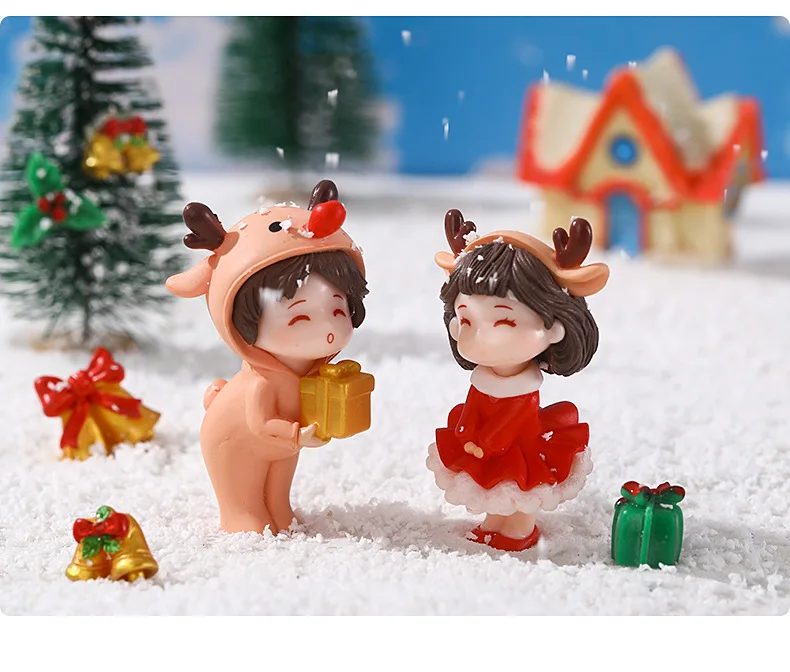 2-20Pcs Mini Christmas Decoration Lover Figure Fairy Snowman Santa Claus Miniature Figurines Luminous Xmas Gifts DIY Home Decor miniature duck figurines,miniature ornament,miniature figurines