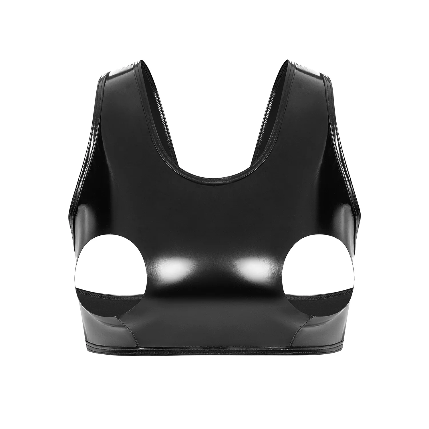 Womens Wet Look PVC Leather Bra Tops Lingerie Exotic Open Cups Exposed Nipples Underwire Brassiere Bralettte Tops Nightwear
