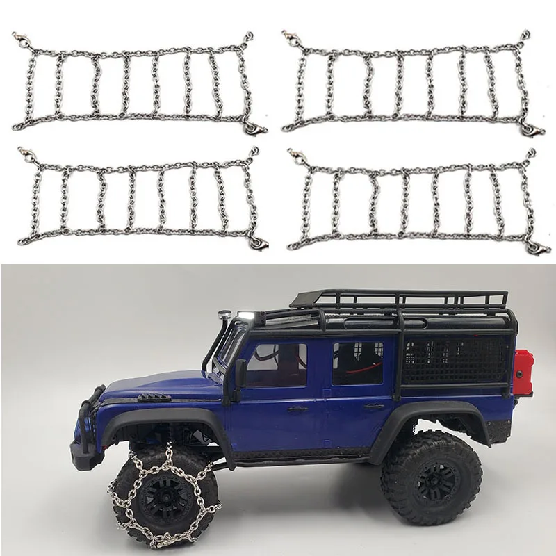 2/4Pcs Trx4M Climbing Car Tire The Snow Snow Catene Per 1/18 Rc Crawler Car Traxxas Trx4-M Defender D110 Bronco Scx24 Fms Parts