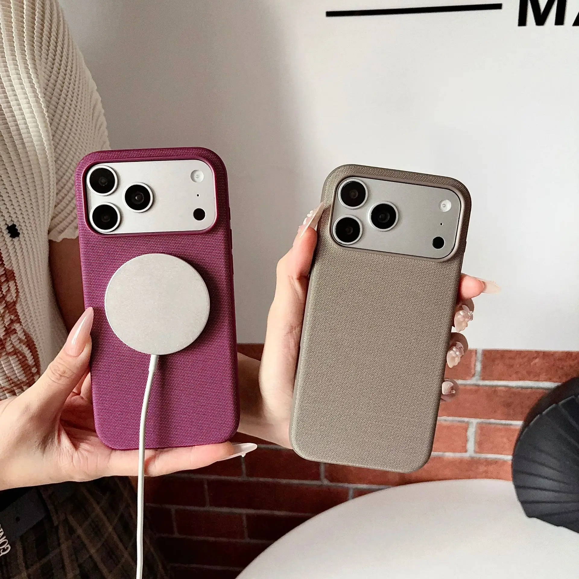 Luxury Techwoven Fabric Magnetic Phone Case - Premium Shockproof Hard Cover with Magsafe Compatibility