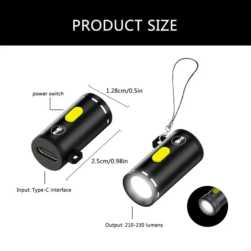 High Brightness LED Mini Flashlight Type C Connectors Small LED Light Torches Travel Use