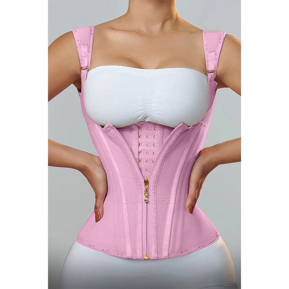 

Fajas Colombians Girdles with Row Buckle and Zipper Unique Postpartum BBL Corset Binder Waist Body Shaper for Women Post Surgery