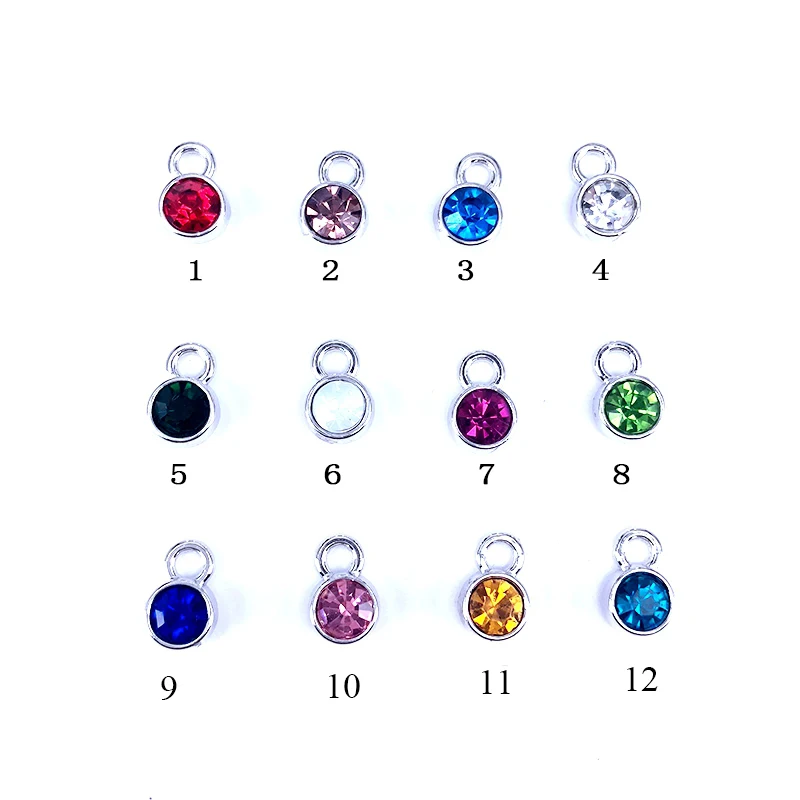 72 sztuk kolorowe 10*7mm Birthstone kryształ Birthstone Charms pływające amulety dla Handmade biżuteria na urodziny Diy akcesoria C004