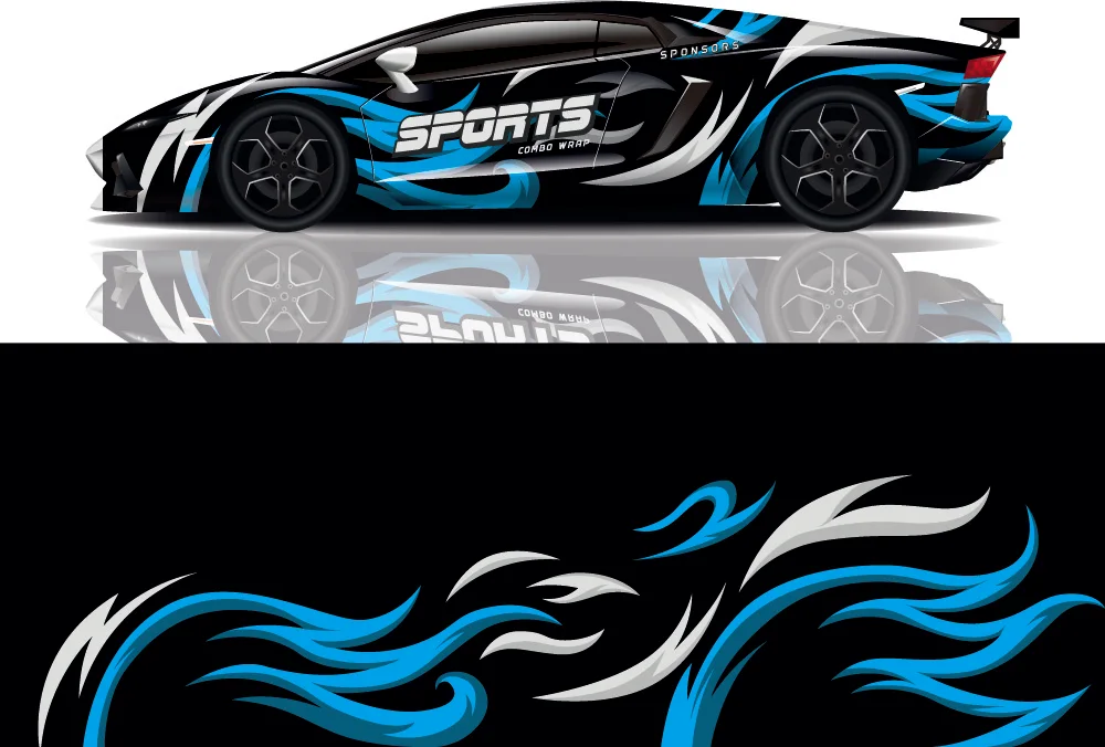 

Wave Pattern Racing Car Graphic Decal Full Body Vinyl Wrap Modern Design Vector Image Car Full Wrap Sticker Decorative Car Decal