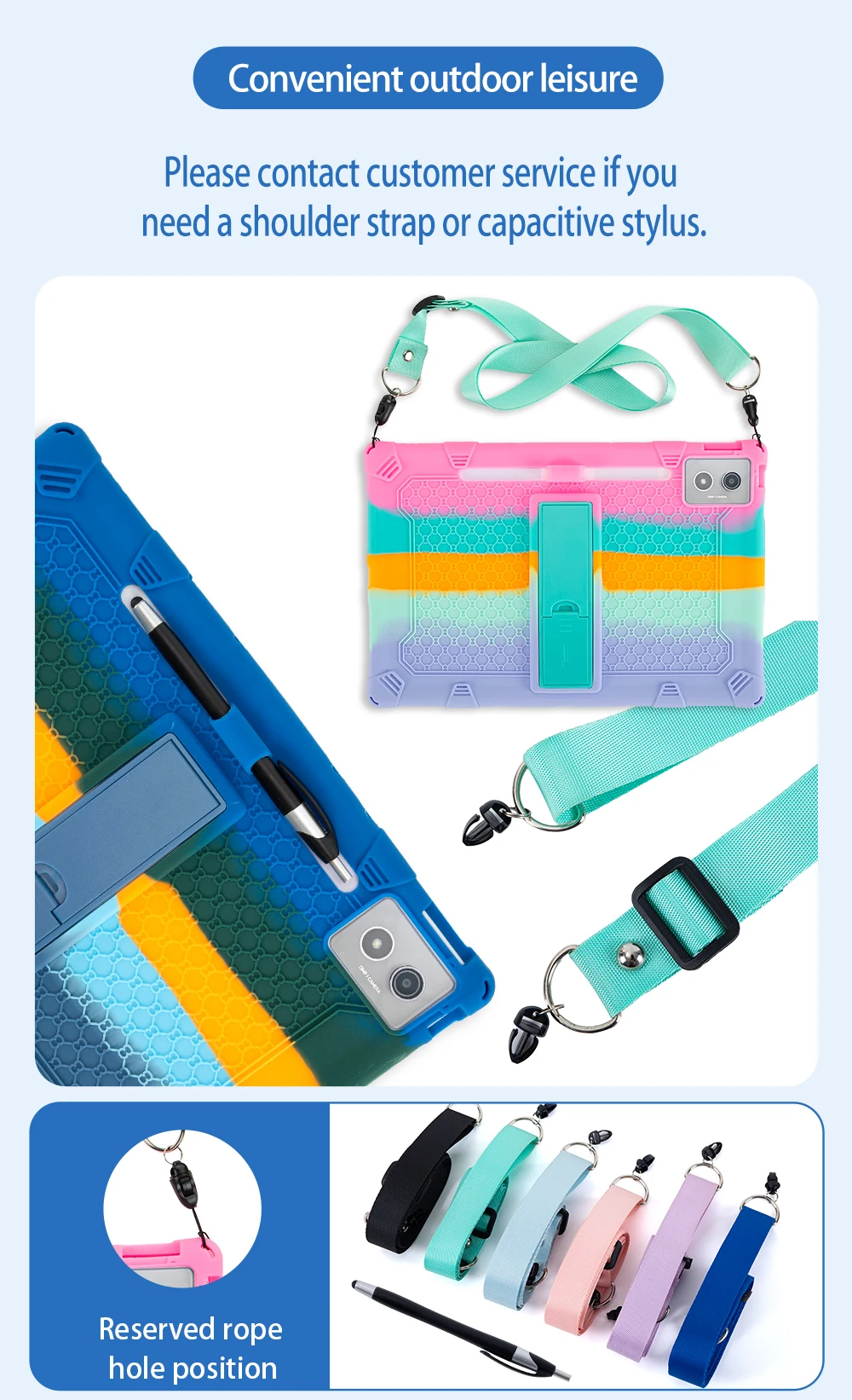 Children's Silicone Tablet Cover with Strap & Pen Holder