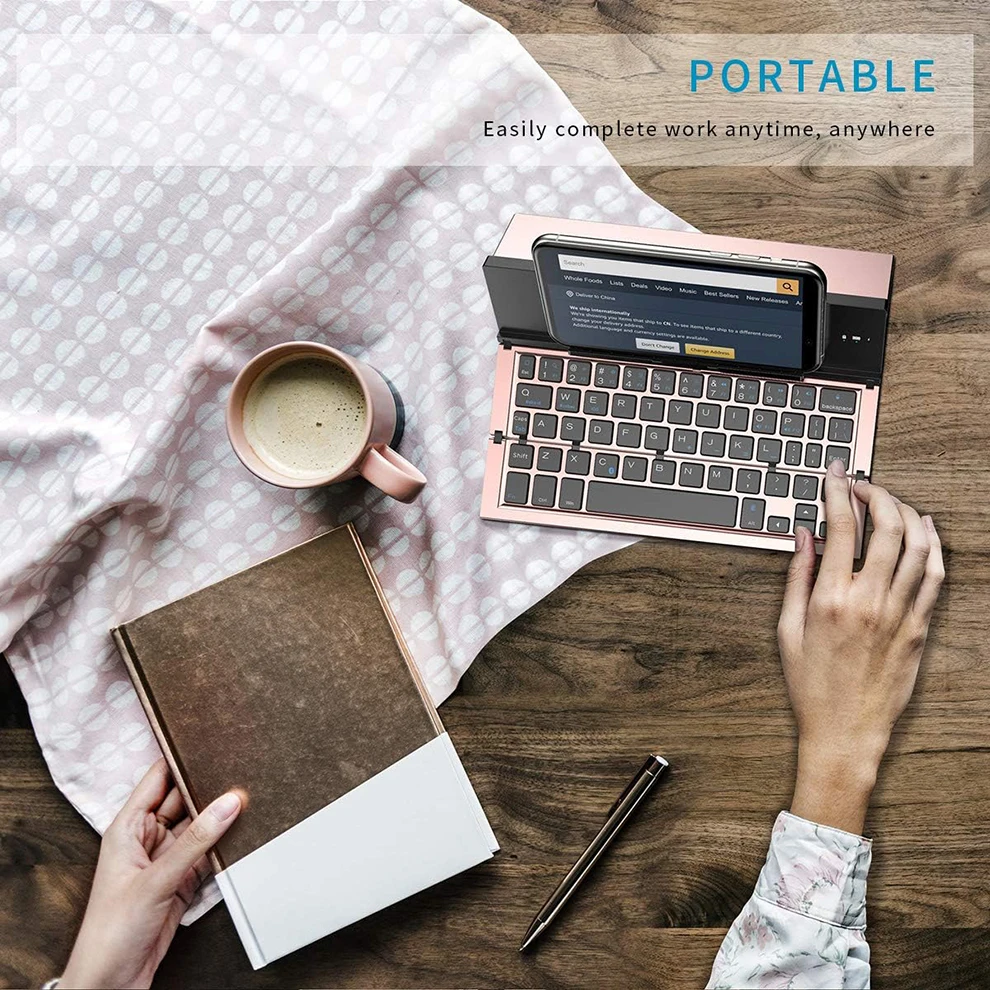 Portátil Teclado Bluetooth Dobrável para Iphone xs Max Ipad Ipad Mini Samsung Tablet Android - Imagem 2