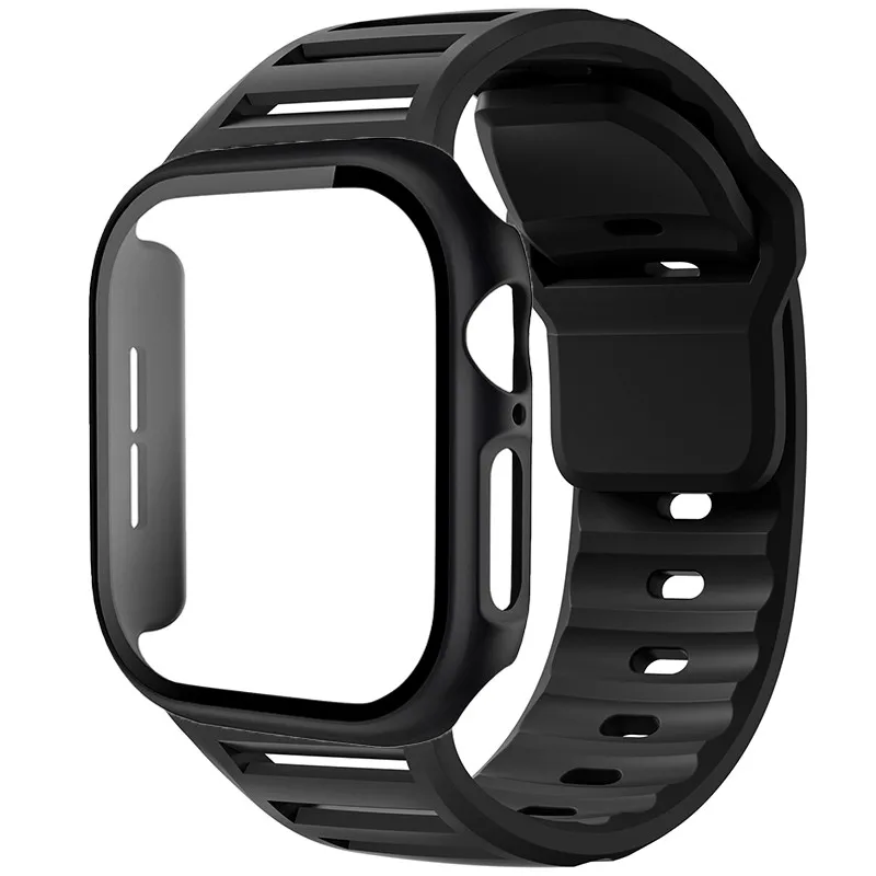 Sport Silicone Strap with Glass and PC Case