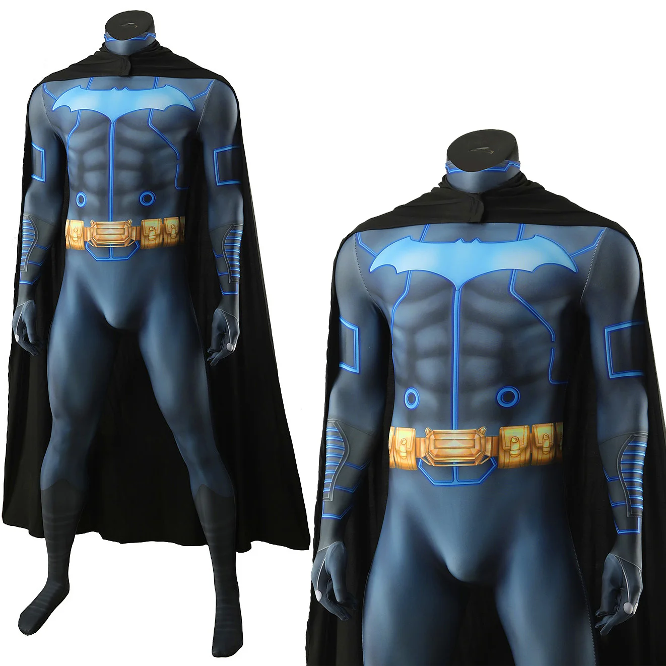 DC-Inspired Batman Spandex Bodysuit Cosplay Costume for Boys