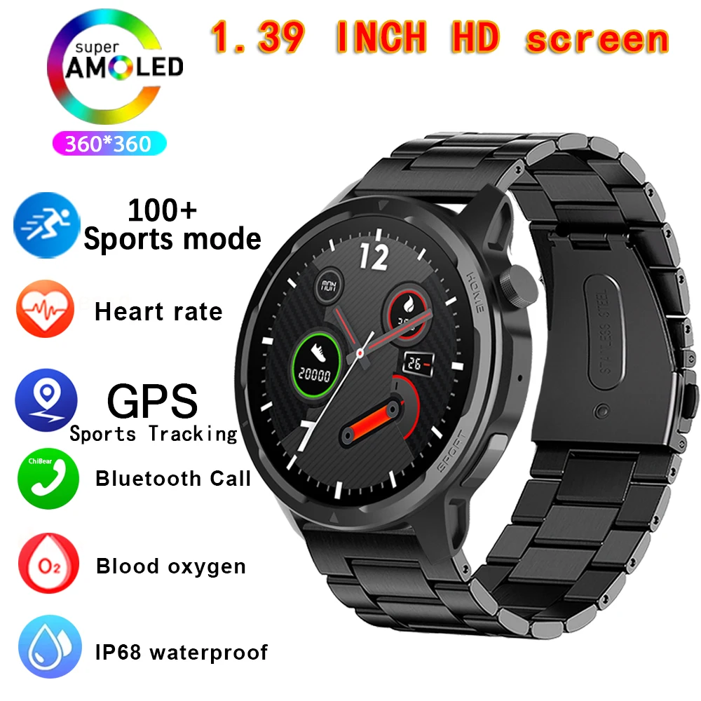 

Смарт-часы для мужчин и женщин, часы с Bluetooth, большой экран 1,39 дюйма, 100 + спортивные режимы, пульсометр, фитнес-трекер