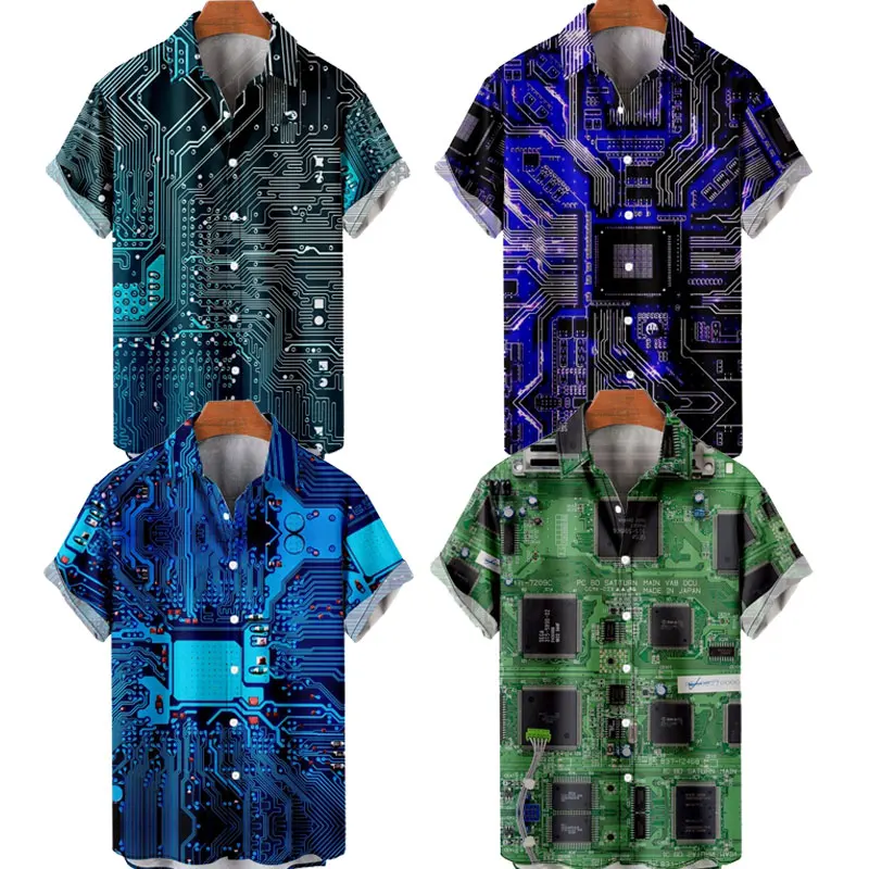 Cotton 2022 Men's Hawaiian Shirts Fashion Shirt for Men Circuit Board Men's Shirt 3D Printing Short Sleeve Beach Oversized Cloth inner diameter 5 5mm plastic insulation gasket raise the pillar screw sleeve pc board support isolation column round spacer