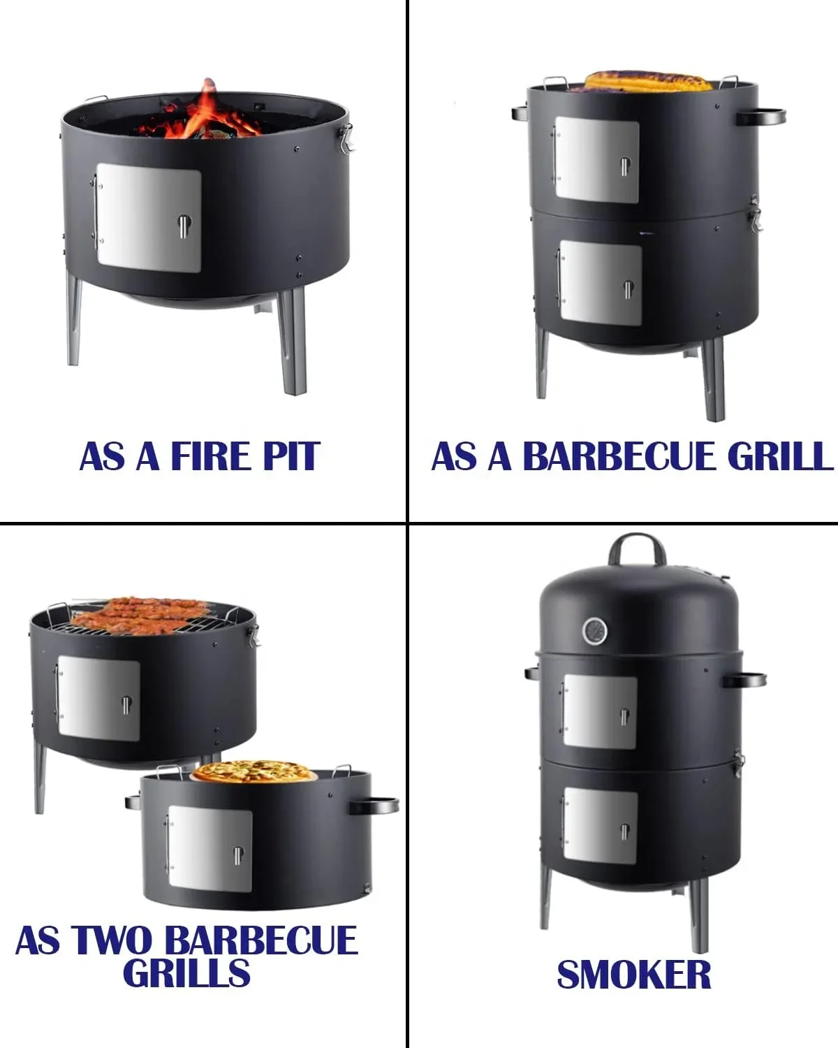 Factory Direct Sale Three-In-One Smoker Barbecue Outdoor Courtyard Barbecue Wood Stove Portable Grill Carbon Stove