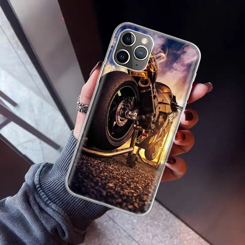 Vintage Motorcycle Pattern Soft TPU Phone Case - Classic Design Back Cover
