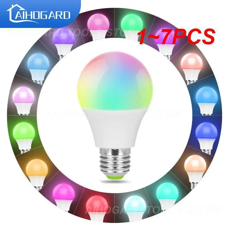 

1~7PCS WiFi Smart Color Bulb E27 LED RGB Lamp Support Alexa Home Tuya Smart Home 110-250V RGB+White Dimmable Timer Light