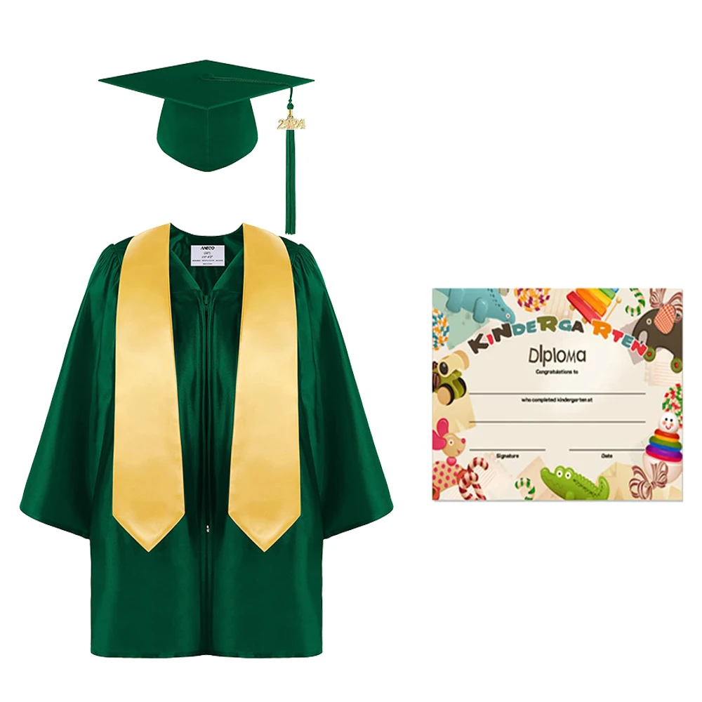 thumbnail image 1 of Conjunto de uniforme de toga y birrete de graduación para jardín de infantes, disfraz de cosplay con insignia de 2024, borla y graduación, 1 of 4