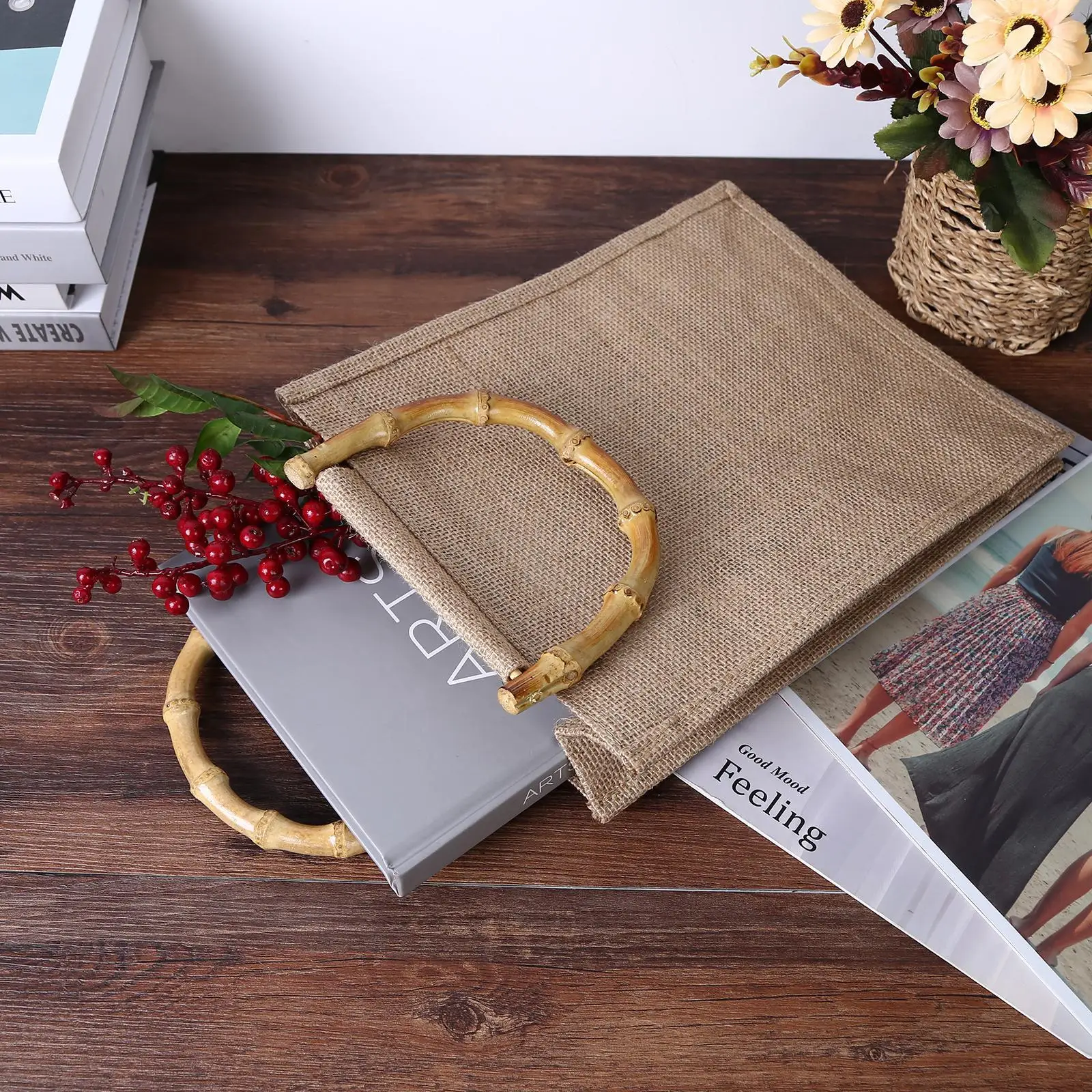 Creative Linen Beach Tote Bag Women Fashion Daily Shopping Bag Ladies Casual Beach Grocery Shopping Tote Handbags