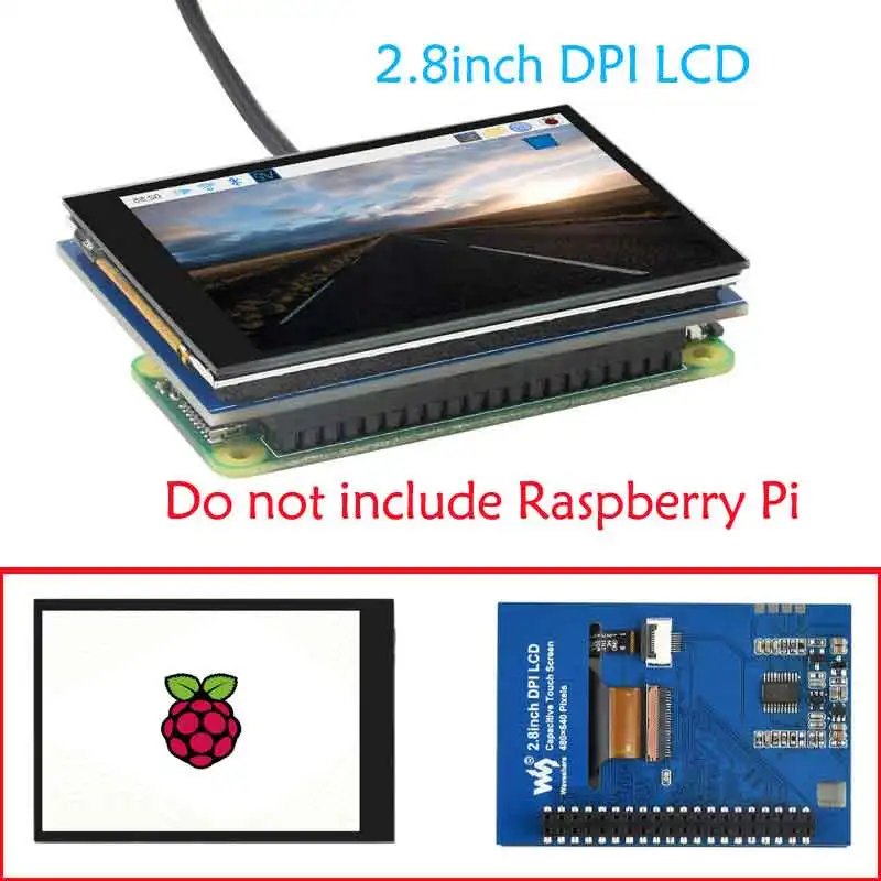 Raspberry Pi 2.8 インチ DPI LCD 容量性タッチスクリーン 480 × 640