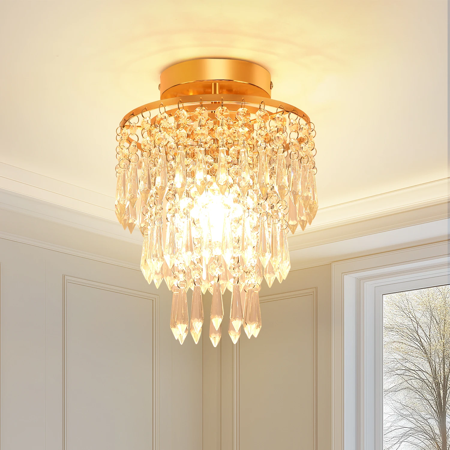 Plafonnier salon en cristal moderne