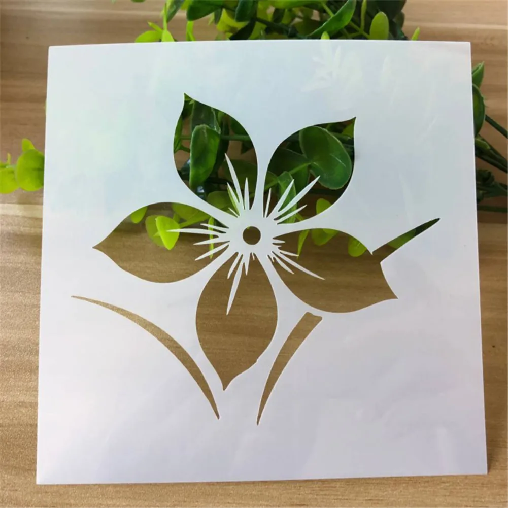 13*13cm Flower Series Painting Template Dairy Journal Album DIY Graffiti Decorative Embossing Coloring Cutout Paper Mold Card