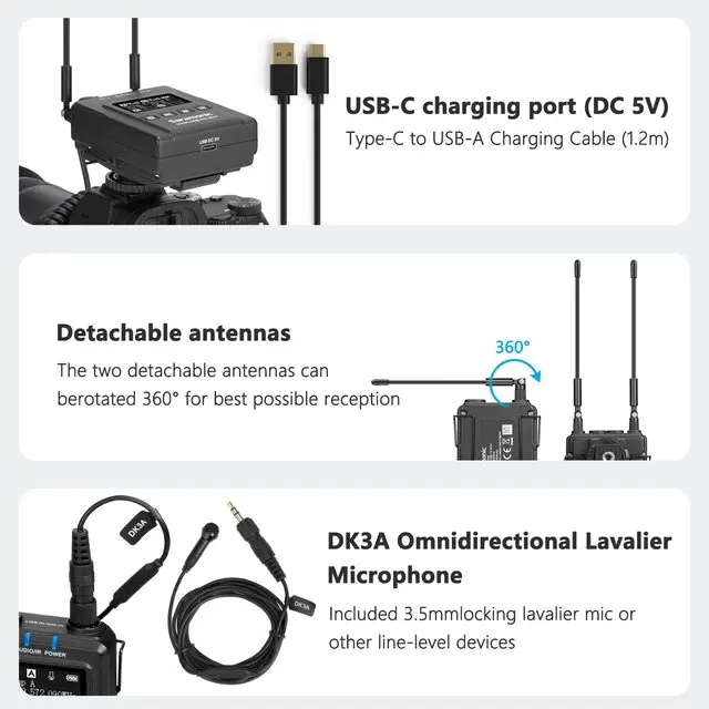 Saramonic UHF Lavalier Wireless Microphone for Broadcast TV ENG Filmmakers