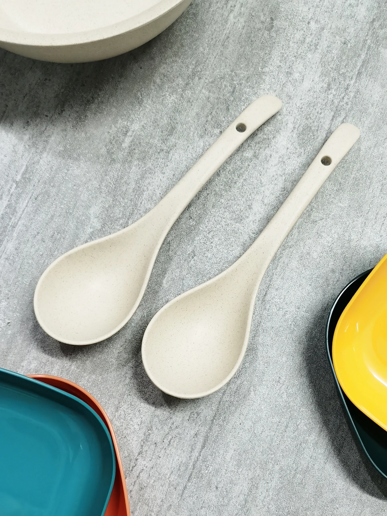 24 Pack Wheat Straw Soup Spoons, 6 Inches Colourful Unbreakable Meal Spoon, Cere