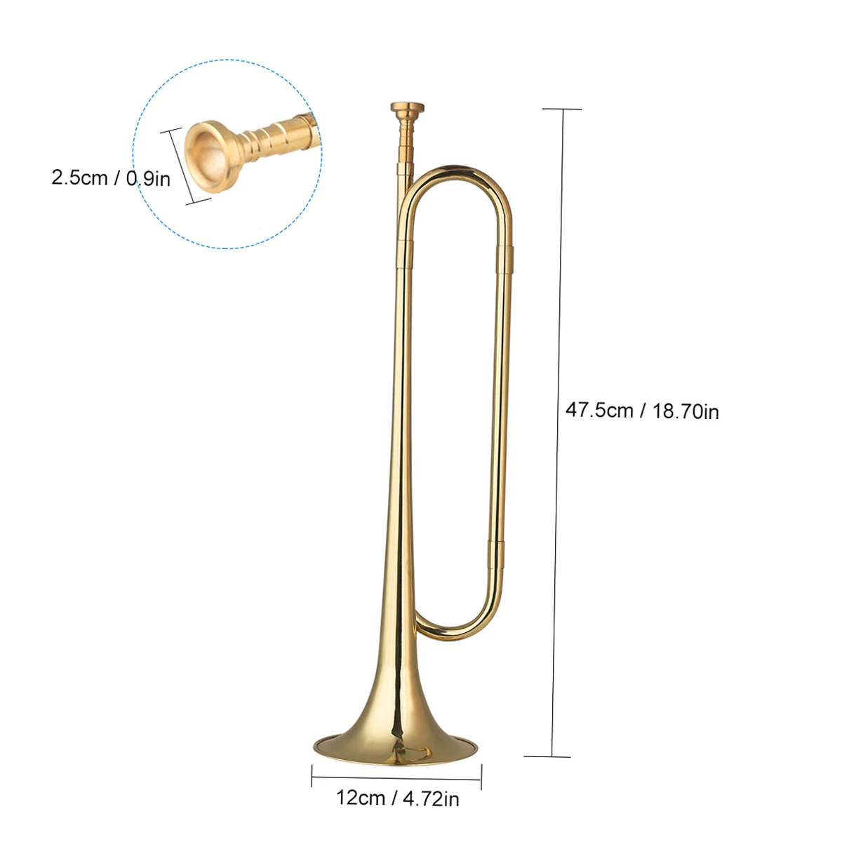 ammoon Brass C Bugle Call Gold-Plated Trumpet Cavalry Horn with Mouthpiece Musical Instrument for Beginners Military Orchestra