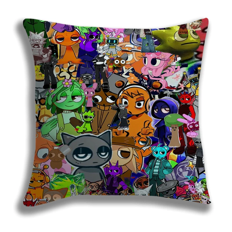 Horror Game Character Pillow Covers Sprunki Cartoon Pillow Case Sofa Decorative Home Single-sided Printing Sprunki Cushion Cover 3
