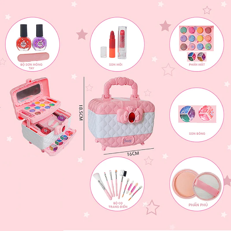 Children Girl Princess Makeup Cosmetics Game Box Makeup Toys Set Lipstick Eyeshadow Safe Children Non Toxic Toy Birthday Present 6