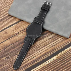 Genuine Leather Vintage Wrist Strap Replacement - Premium Cowhide Watch Band - 22mm (Black)
