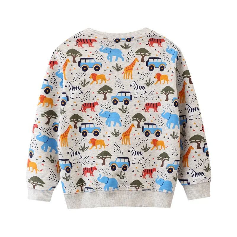 Kids Sweater Hoodie Sweatshirts Jumping Meters Long Sleeve Dinosaur Applique Boys Girls Tops 2-7T