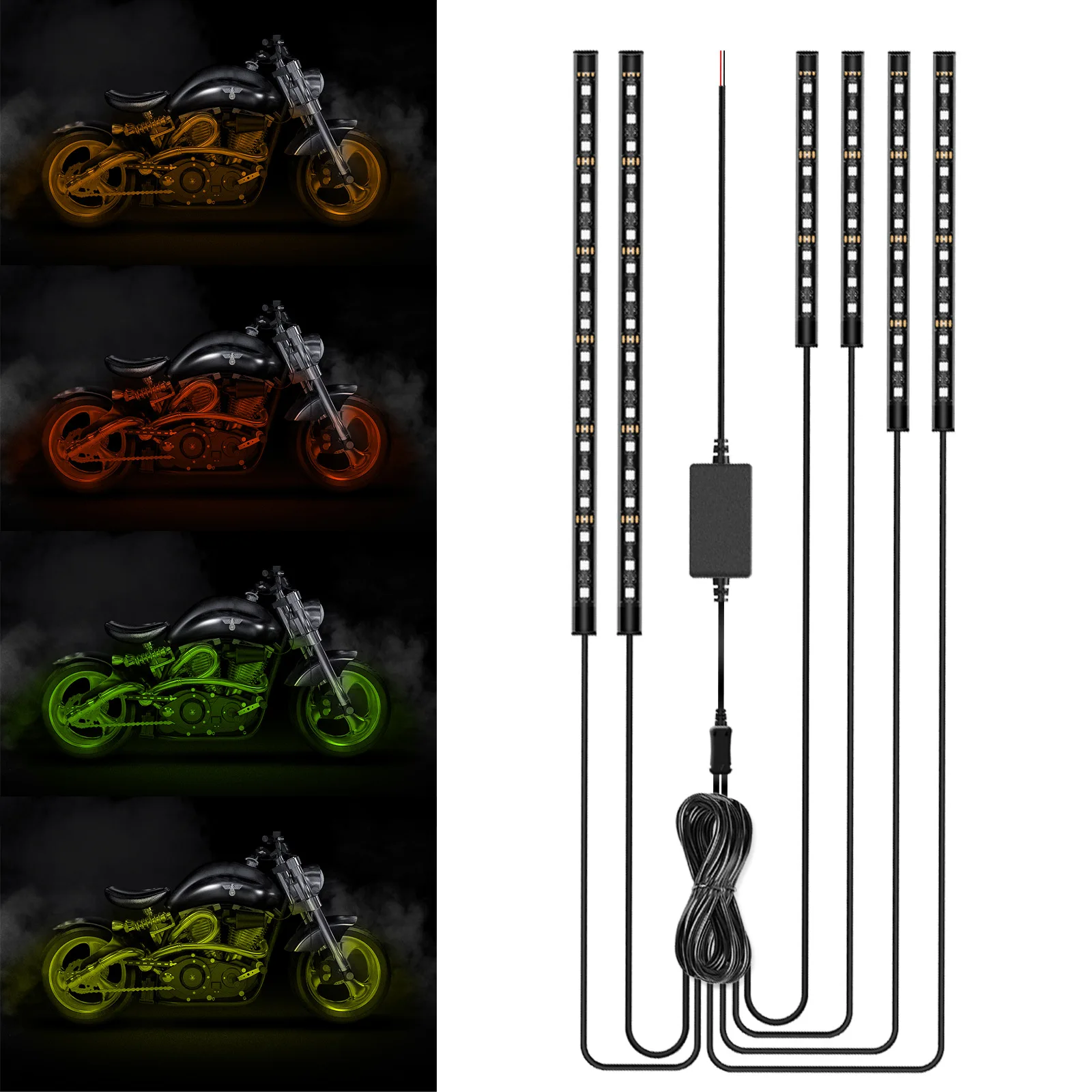 Universal LED Car Motorcycle Decorative Ambient Lamp 5050 SMD APP Sound Control RGB Moto Atmosphere Light Moto Strip Lamp Kit