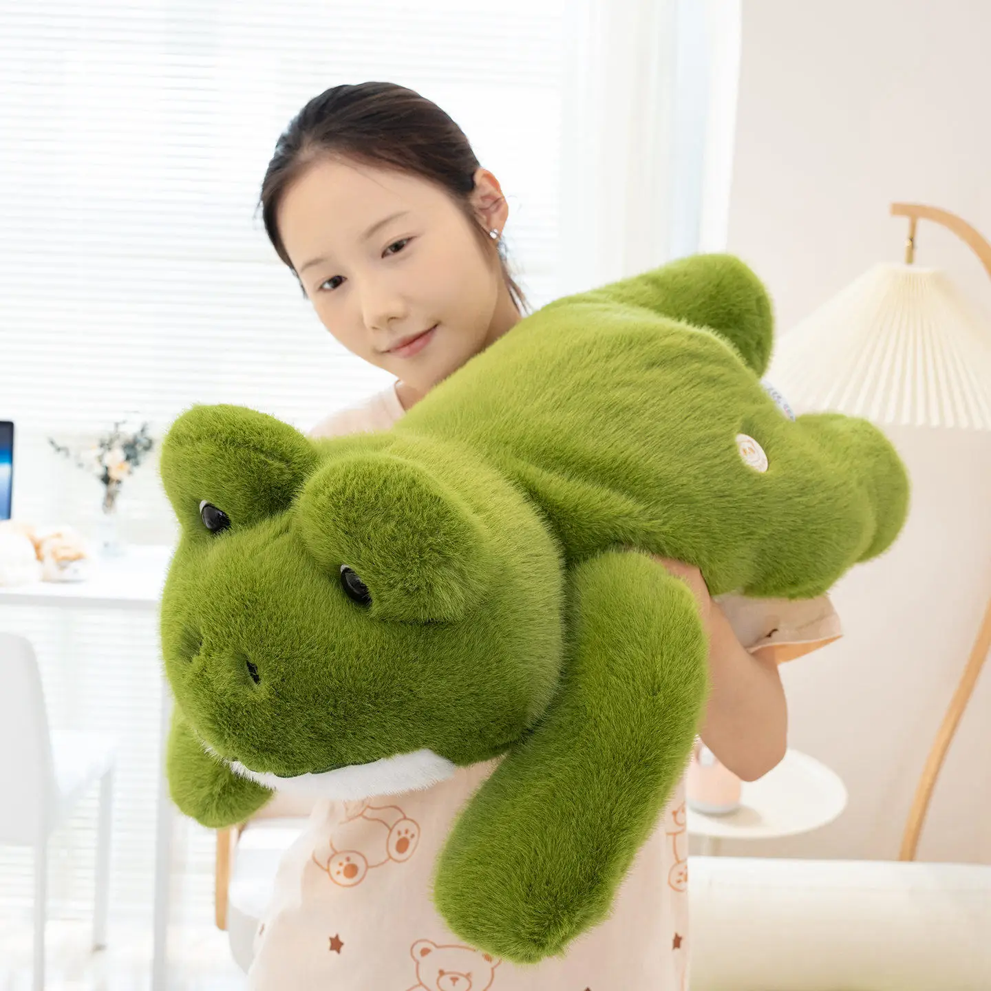 New Simulation Giant Frog Plush Toy Stuffed Animals Plushies Green Lying Frogs Throw Pillow Cushion Home Deco For Kids Gift