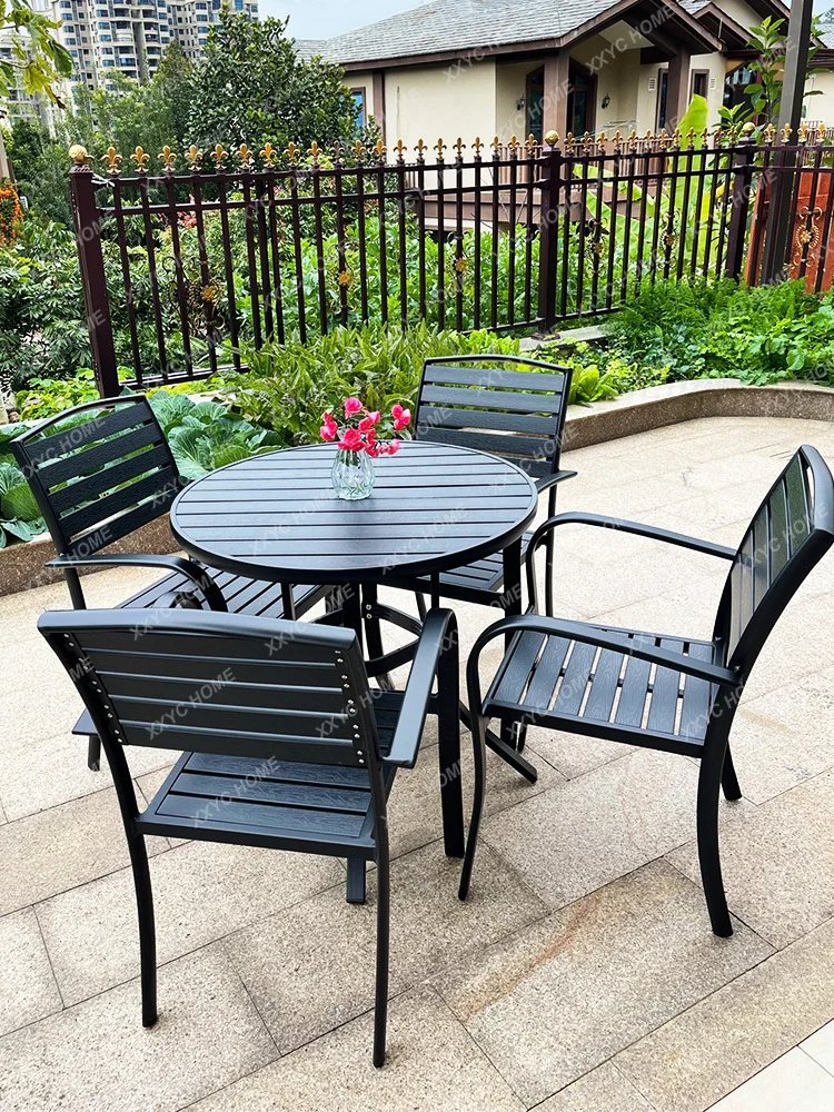 

Courtyard Table and Chair Moisture-Proof Wood Outdoor Outdoor Balcony Tea Table and Chair Garden Coffee Shop Leisure Chair