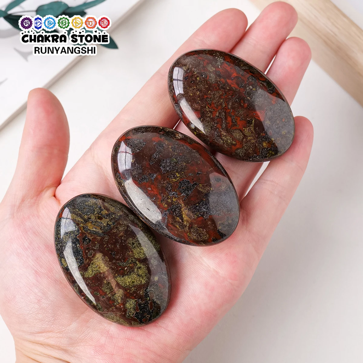 1Pc Natural Dragon Blood Stone Hot Compress Stone Healing Crystal Energy Fingertip Toy Home Craft Decoration Gifts