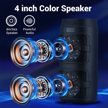 Alternative view of 3000W Bluetooth Speaker Dual 4 inch Speaker Stereo Outdoor Portable Subwoofer 5.0 Wireless Speaker Led light Rechargeable