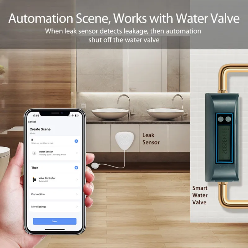 Tuya ZigBee Water Leak Sensor Flood Detector Alarm System Smart Home Automation