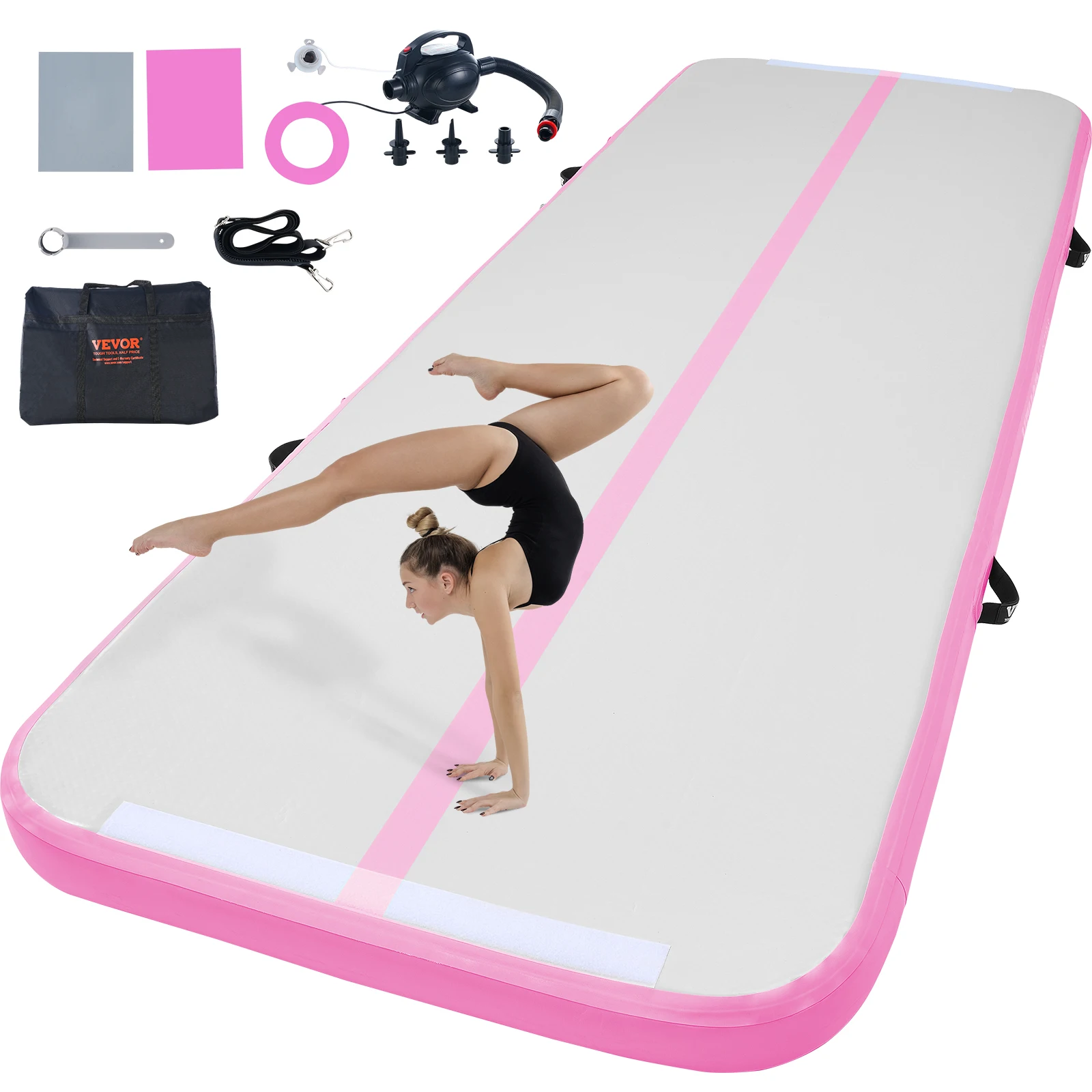 VEVOR 10/13/16 ft Gymnastics Air Mat Thickness Inflatable Gymnastics Tumbling Mat Tumble Track with Electric Pump Training Mats 1