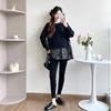 Plus Size Women's Hoodie for Spring Autumn Long Sleeve O-neck Plaid Ruffles Hem Patchwork Maternity A-line Sweatshirts Loose Top 3