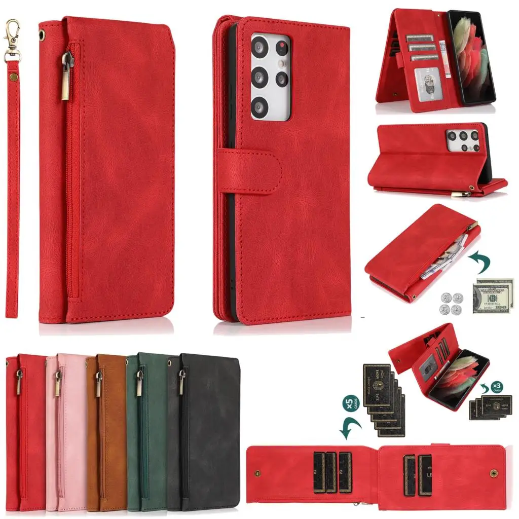 

Роскошный кожаный флип-чехол на молнии для Samsung S21 S30 Ultra S20 FE S10 S9 Plus Note 9 10 Lite 20, Ультратонкий защитный чехол