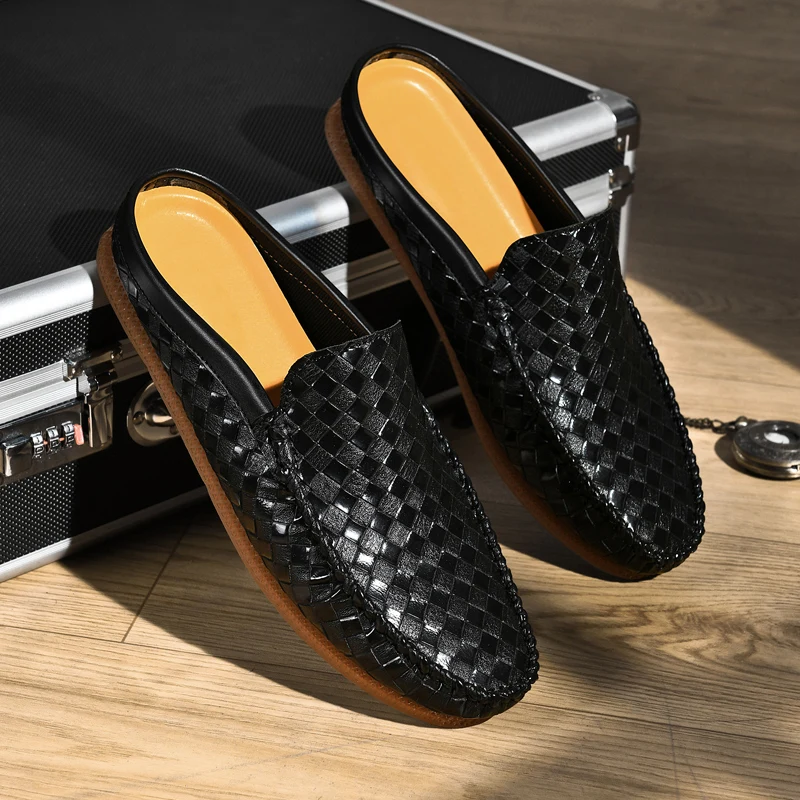 Men's Shoes Shoes Half Slippers Sandals Business Casual Shoes Men Mules Summer Breathable Slip-on Peas Shoes Loafers 5