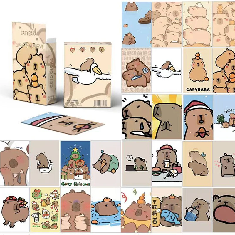 Anime Capybara Double Sided Printing Card 50Pcs/Set for Gift and collection
