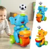 Drumming Elephant Toy, Music Light Drumming Toy Car Cute Small Elephant Toys Car Parent Child Interactive Toy Games 1