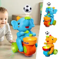 Drumming Elephant Toy, Music Light Drumming Toy Car Cute Small Elephant Toys Car Parent Child Interactive Toy Games 1