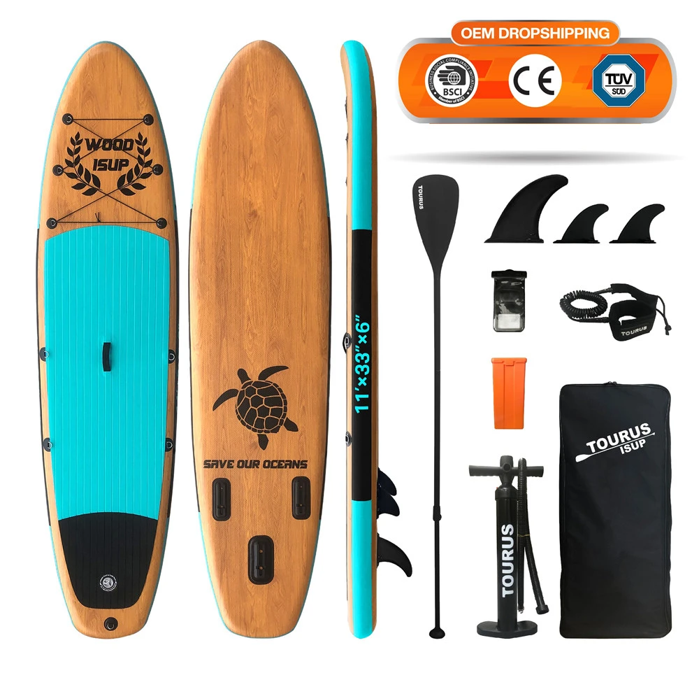 Tourus 2022 Blue Wood Double Layers Sup Boards All Around Yoga