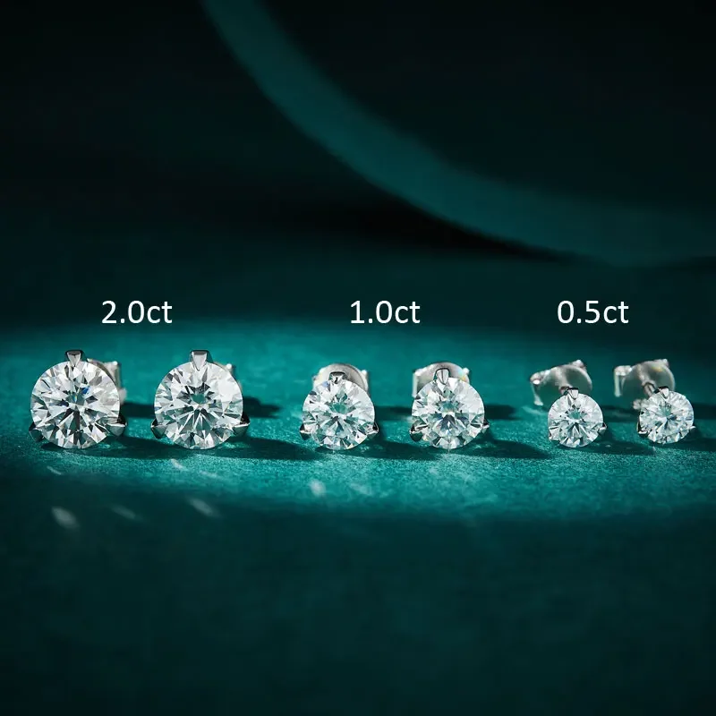 Classic Round Cut 4 Carat Moissanite Stud Earrings For Women D Color VVS Solid 925 Sterling Silver Earrings