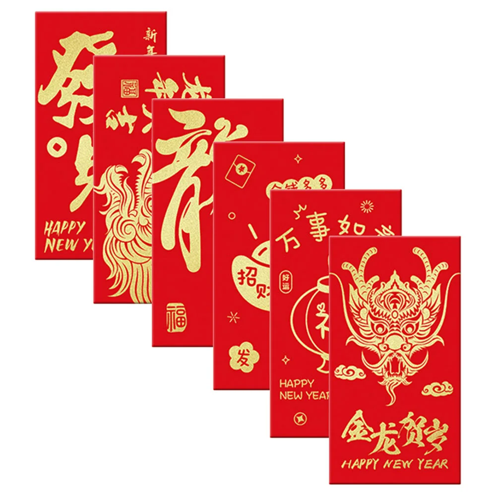 

6 Pcs Party Red Packets Spring Festival Envelopes Money Spigot New Year Pouches Paper