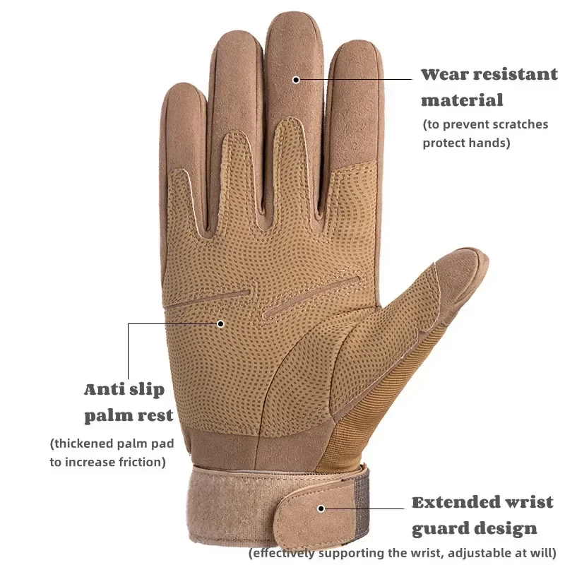 1Pair Men Full Finger Gloves Outdoor Hiking Climbing Sport Camping Combat Anti-skid Cycling Motorcycle Mittens Hunting Equipment